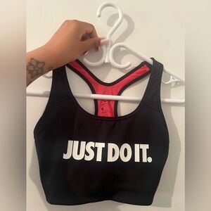 NIKE PRO Women's Classic Swoosh Sport Bra JUST DO IT Black/Pink Size S